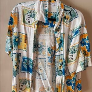 Jane and Delancey Men's Tropical Stamp Print Shirt